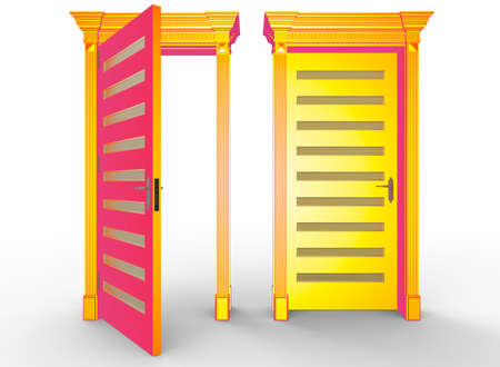 3d illustration of door. white background isolated. icon for game web.の写真素材