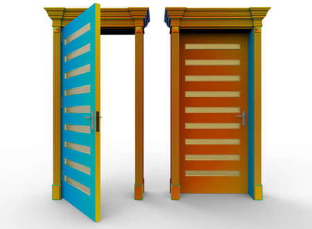 3d illustration of door. white background isolated. icon for game web.の写真素材