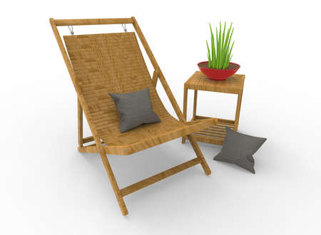 3d illustration of chair with flower. white background isolated. icon for game web.の写真素材