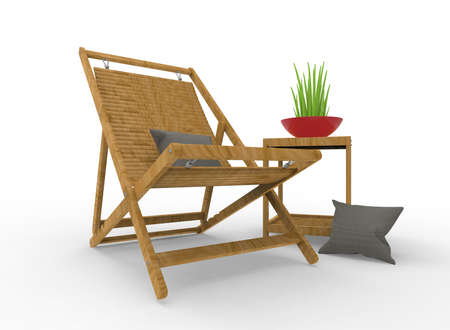 3d illustration of chair with flower. white background isolated. icon for game web.の写真素材