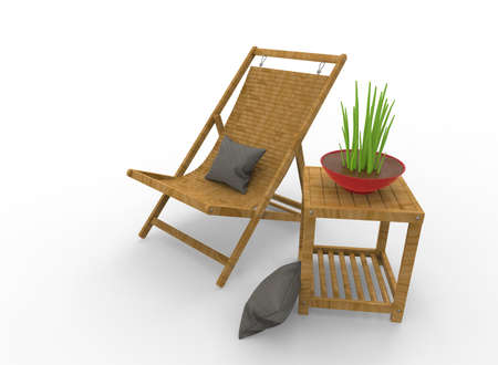 3d illustration of chair with flower. white background isolated. icon for game web.の写真素材