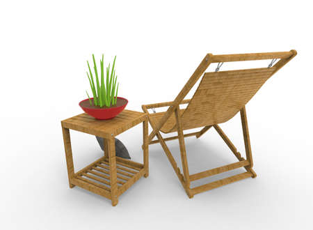 3d illustration of chair with flower. white background isolated. icon for game web.の写真素材
