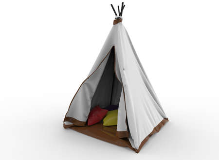 3d illustration of indian tent. white background isolated. icon for game web.の写真素材