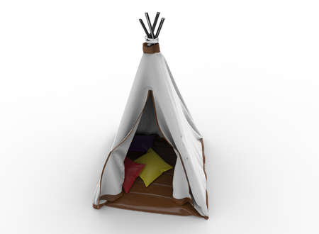 3d illustration of indian tent. white background isolated. icon for game web.の写真素材