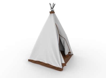 3d illustration of indian tent. white background isolated. icon for game web.の写真素材