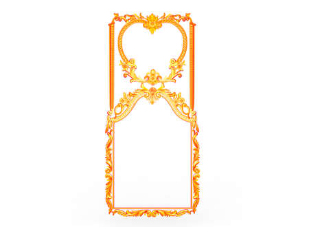 3d illustration of carved decor frame. white background isolated. icon for game web.の写真素材