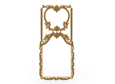 3d illustration of carved decor frame. white background isolated. icon for game web.の写真素材