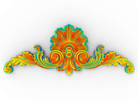 3d illustration of carved decor. white background isolated. icon for game web.の写真素材