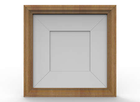 3d illustration of wooden frame. white background isolated. icon for game web.の写真素材