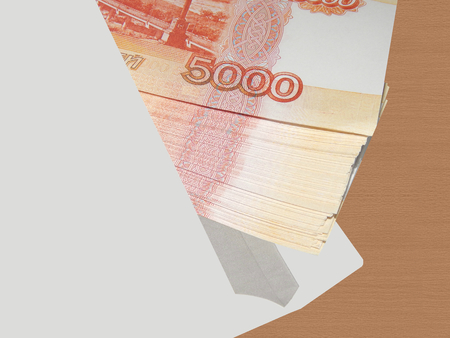Bundle of money in 5000 rublesの写真素材