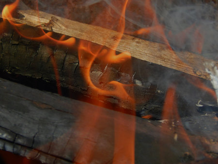Burning campfire