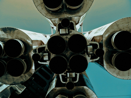 The rocket before launch. Image processing in the style of a retro imageの写真素材