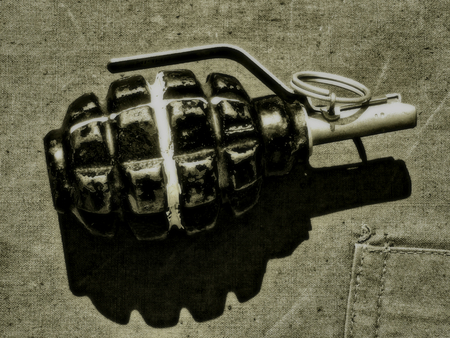 Grenade of the Great Patriotic War. Picture in retro style with the effect of softnessの写真素材