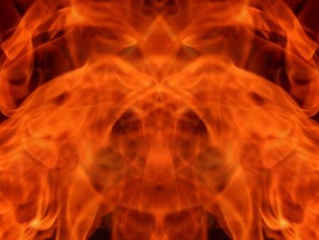 Texture abstract image of fiery flame fire on a black backgroundの写真素材
