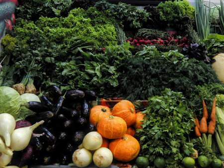 Fresh vegetables and fruits on the counter