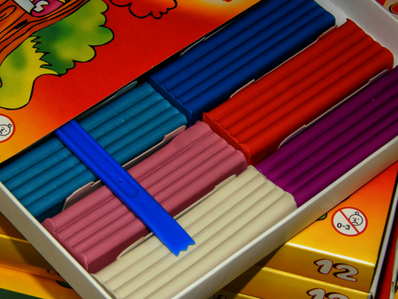 School colorful plasticine closeupの写真素材