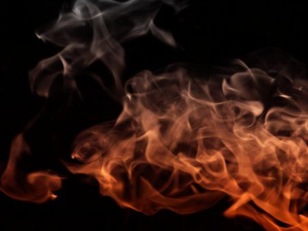 Red fire flames on a black background