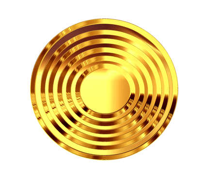 3D Illustration. golden circle on a white backgroundの写真素材