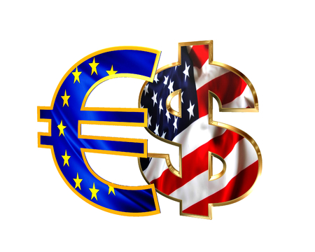 3D illustration. Symbols of national currency cash on a white backgroundの写真素材