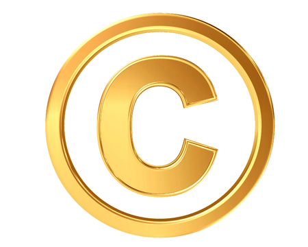 Symbol copyright symbol on a white backgroundの写真素材