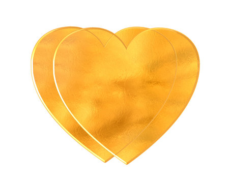 Golden heart on a white backgroundの写真素材