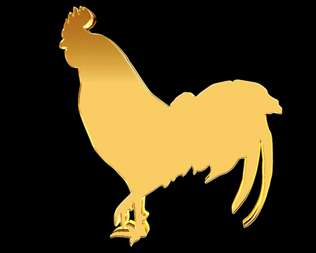 The image of a rooster on a black backgroundの写真素材