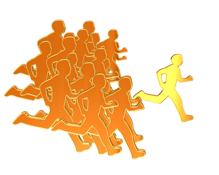 Concept business man running on a white backgroundの写真素材