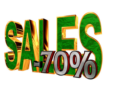 The text sale with discounts figure on a white background