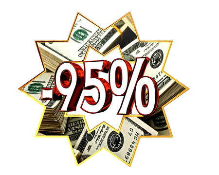 3d illustration. Discount 95 percent sign