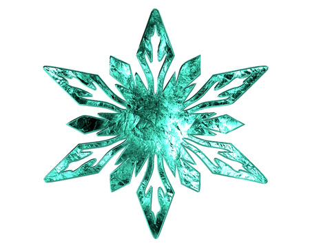 Winter frozen snowflake on a white backgroundの写真素材