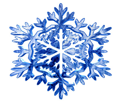 Frozen winter snowflake on a white backgroundの写真素材