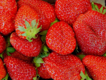 Juicy red strawberries closeupの写真素材