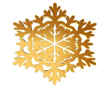 Gold snowflake on a white backgroundの写真素材
