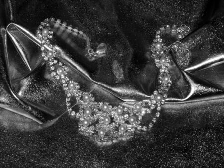 Brilliant necklace on black and white imageの写真素材