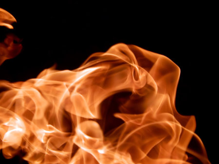 Red fire flames on a black background