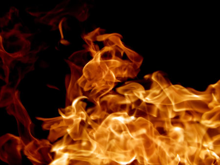 Red fire flames on a black background