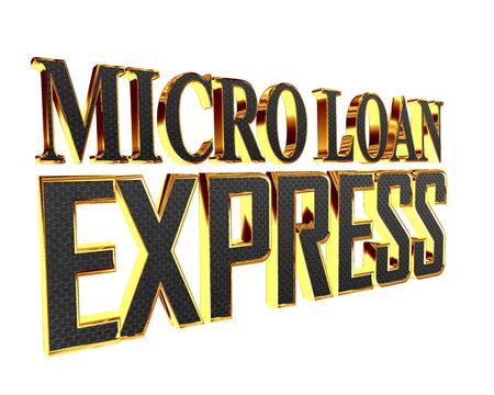 Text with golden letters express microloan on a white backgroundの写真素材
