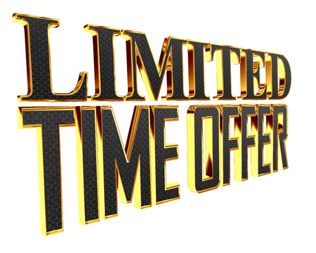 Gold text for a limited time on a white backgroundの写真素材