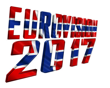 3d illustration. The text of Eurovision 2017 with the country's flag texture taking part on a white...