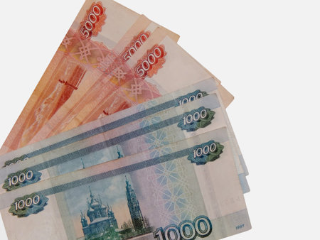 Russian money of 5000 and 1000 rubles