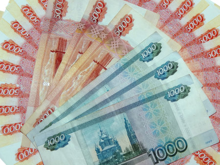 Russian money of 5000 and 1000 rubles