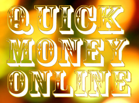 Gold text quick money on white background