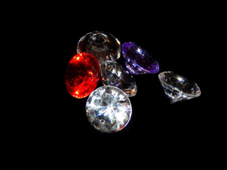 Diamonds on a black background close-up