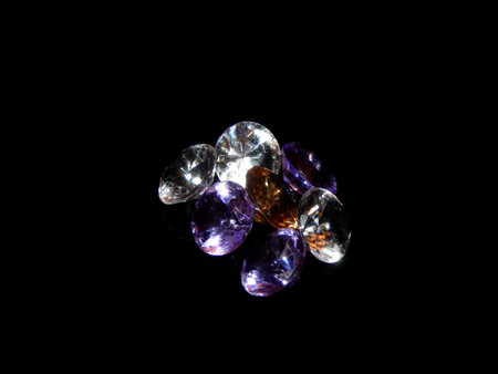Diamonds on a black background close-up