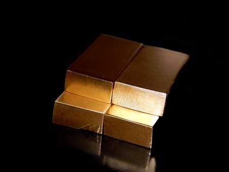 Gold decorative ornaments of gold ingotsの写真素材