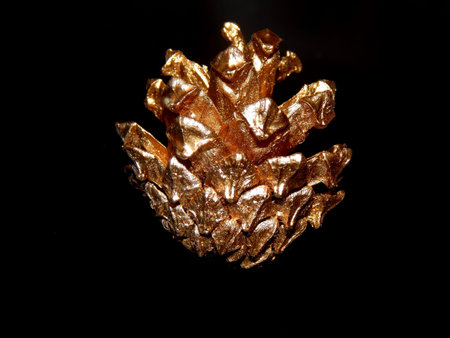 Gold cone on a black backgroundの写真素材