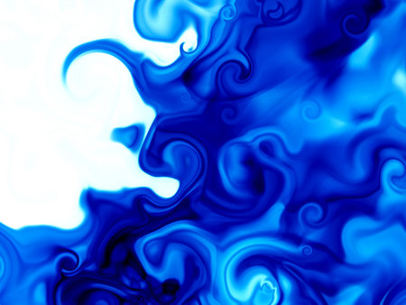 3d illustration of an abstract image of blue flowers on a white backgroundの写真素材