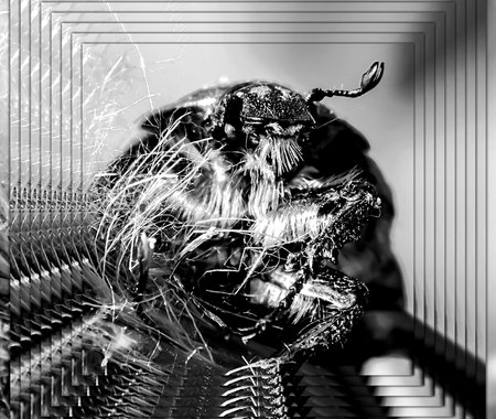 3d illustration. Abstract image of a beetle in a mirror image