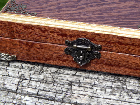 Casket of Mahogany Mahogany handmade on a green background