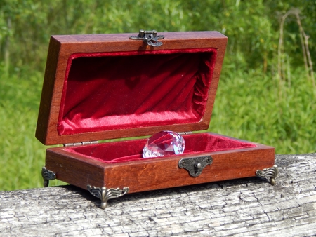 Casket of Mahogany Mahogany handmade on a green backgroundの写真素材